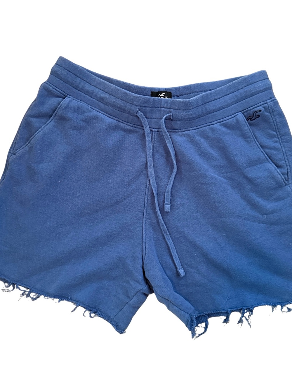 Hollister slate blue Drawstring Frayed Hem Shorts, small